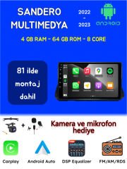 Dacia Sandero AndroidAuto Carplay Multimedya 2022-2023 4GB RAM + 64GB Hafıza