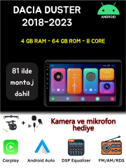 Dacia Duster AndroidAuto Carplay Multimedya 2018-2023 4GB RAM + 64GB Hafıza + 8 Çekirdek